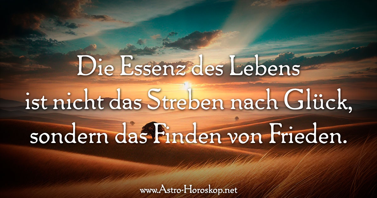 Die Essenz des Lebens ist nicht das Streben nach Glück, sondern das Finden von Frieden.